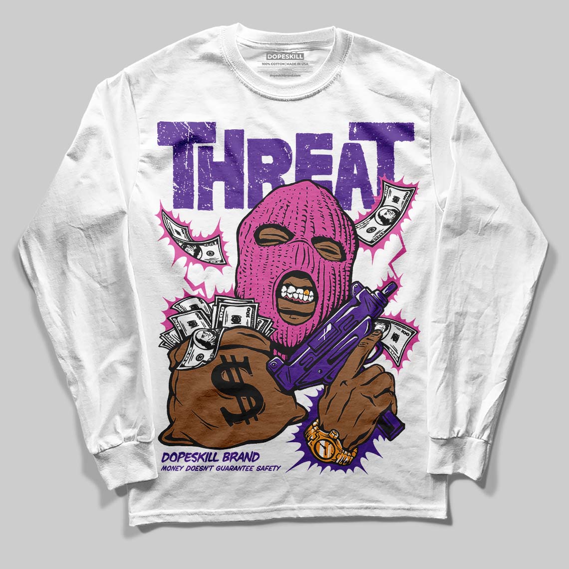 PURPLE Collection DopeSkill Long Sleeve T-Shirt Under Threat Graphic