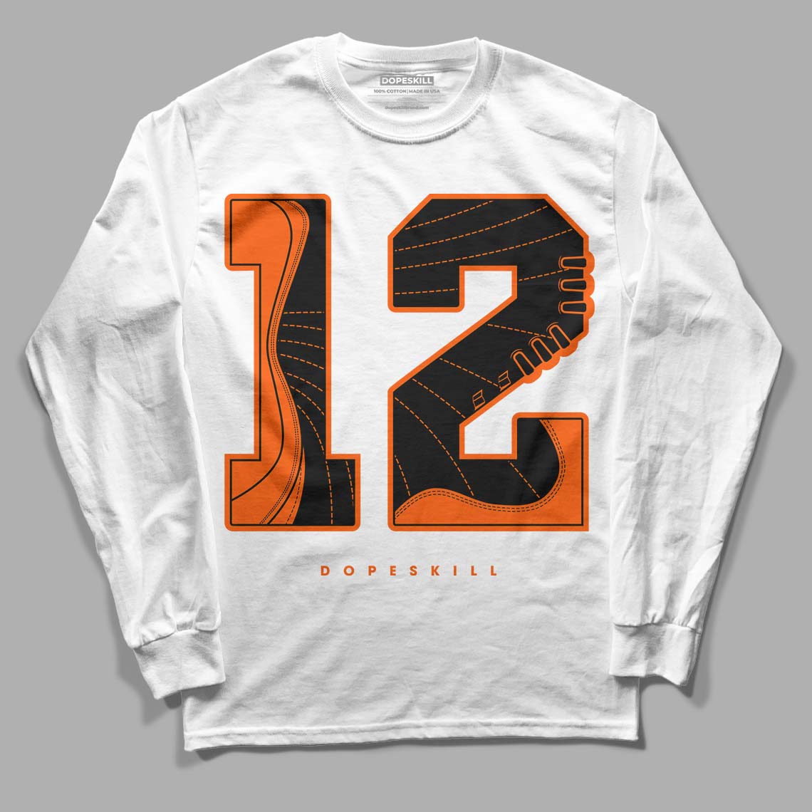 Brilliant Orange 12s DopeSkill Long Sleeve T-Shirt No.12 Graphic