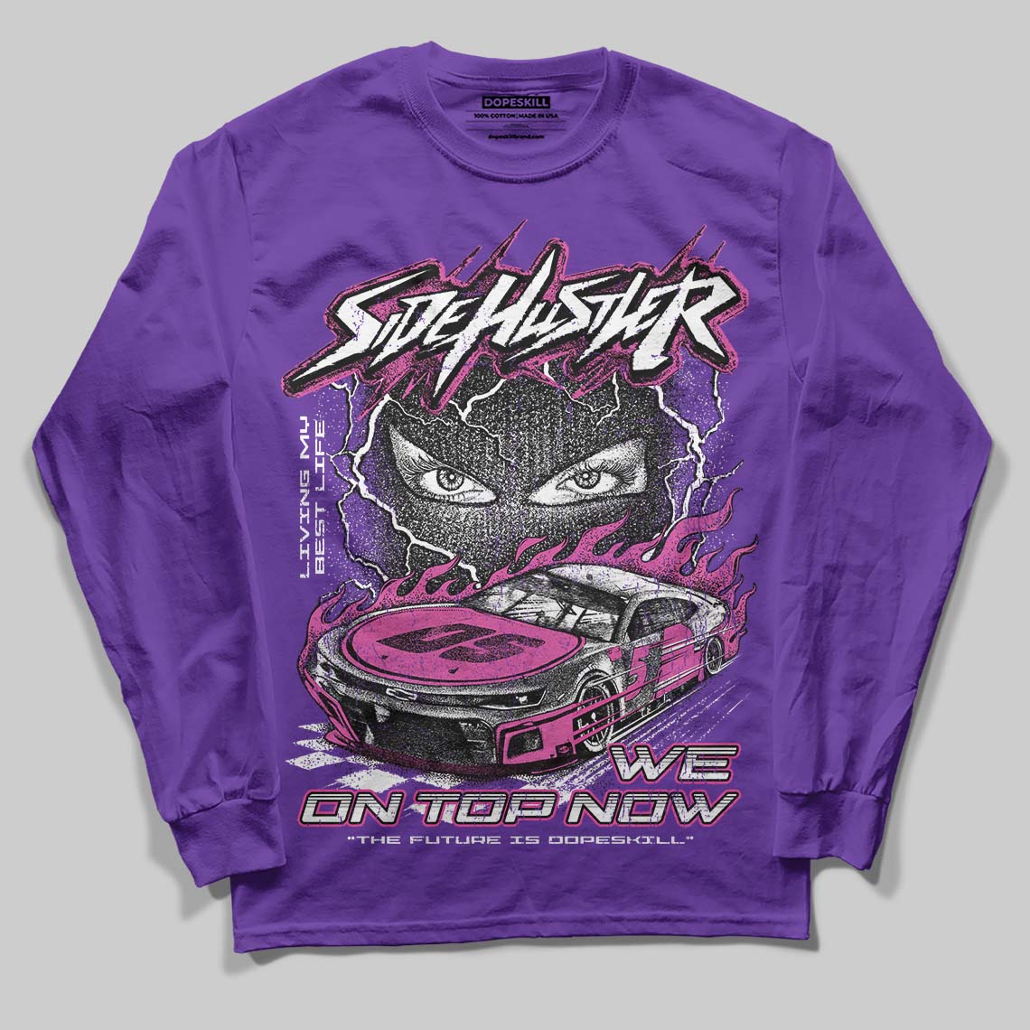 PURPLE Collection DopeSkill Long Sleeve T-Shirt New Side Hustler Graphic