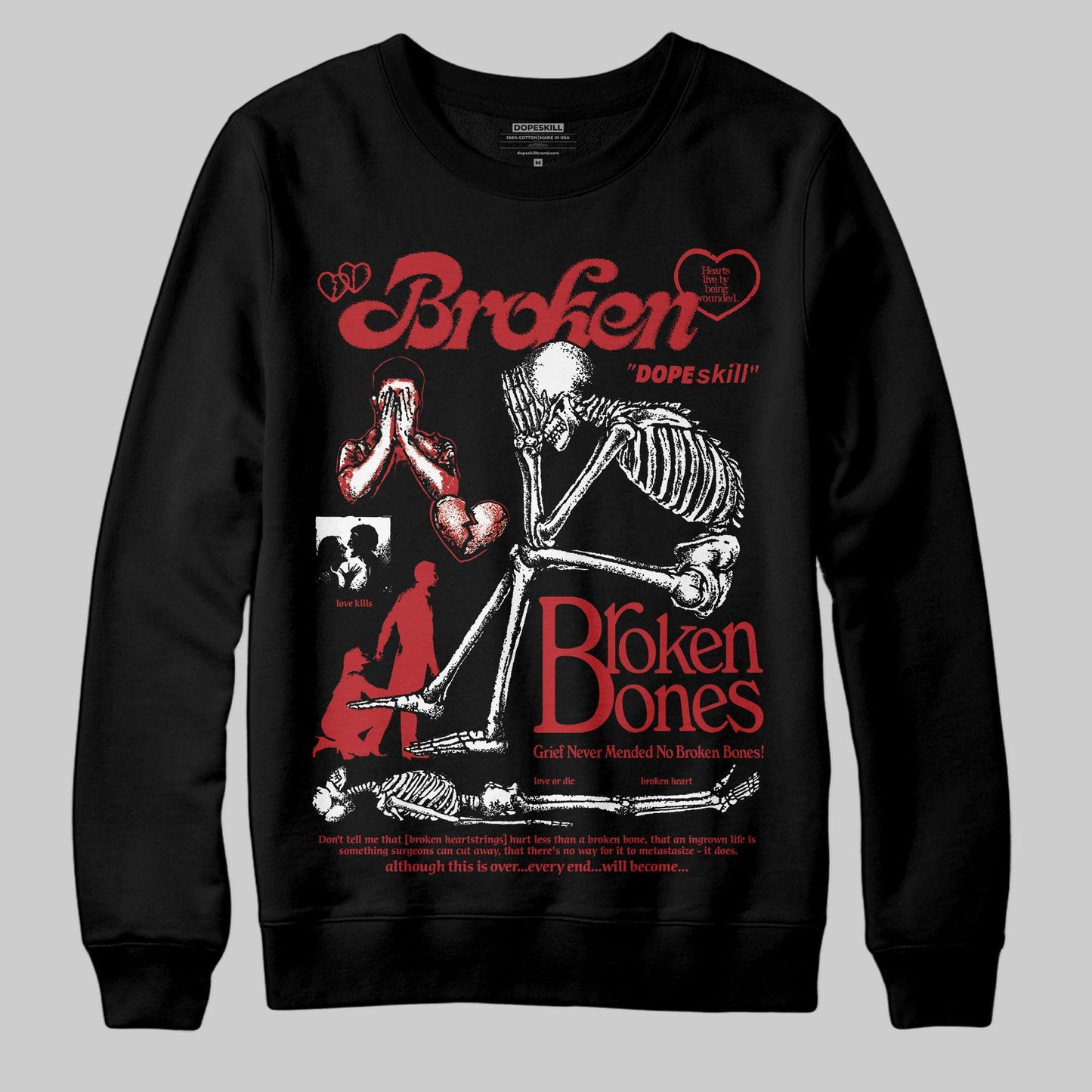 Flu Game 12s DopeSkill Sweatshirt Broken Bones Graphic