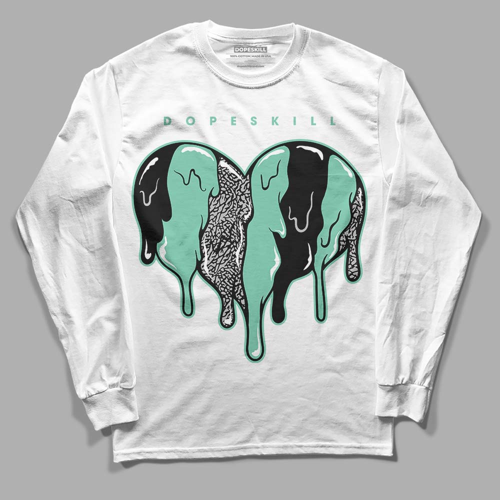 Green Glow 3s DopeSkill Long Sleeve T-Shirt Slime Drip Heart Graphic