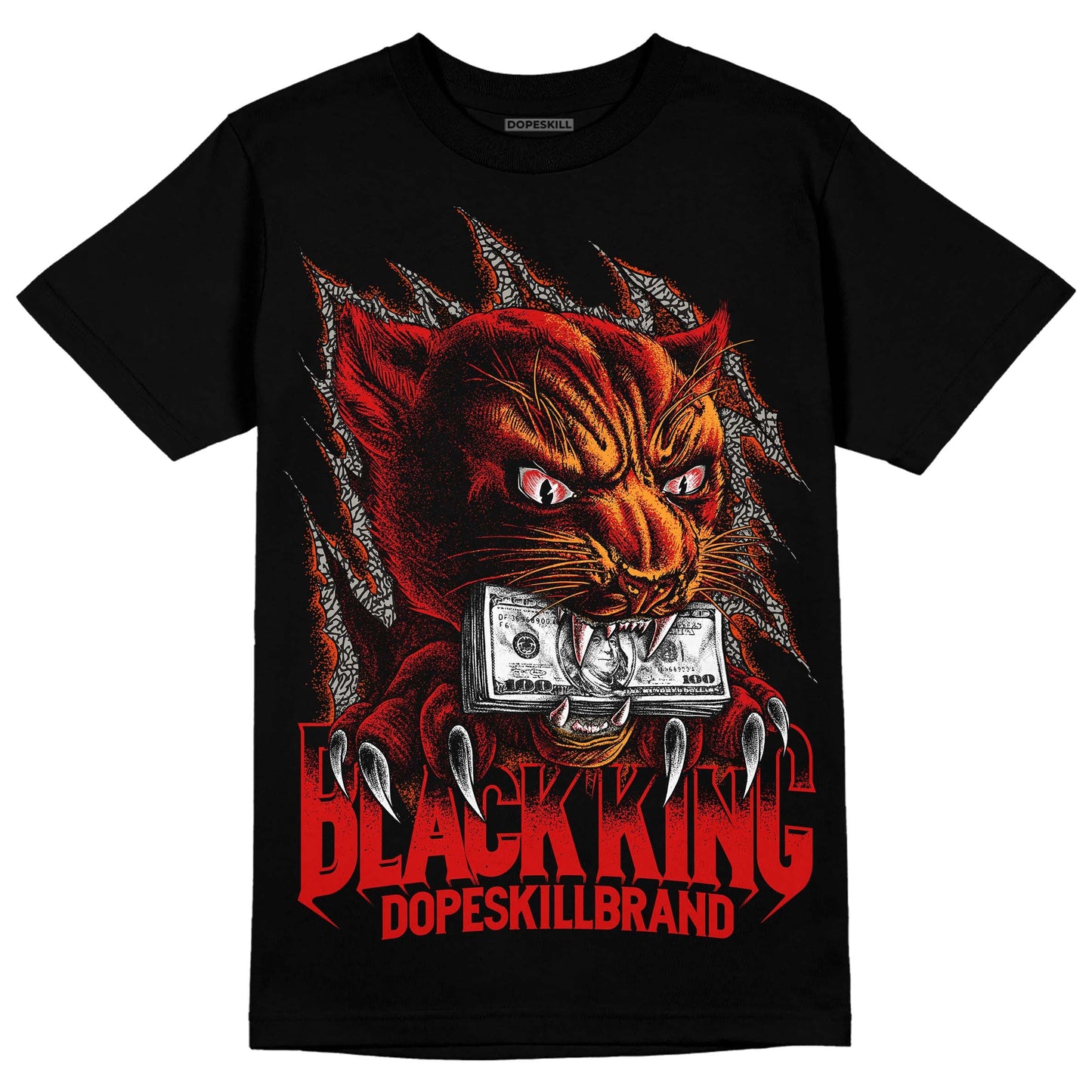 Fire Red 3s DopeSkill T-Shirt Black King Graphic