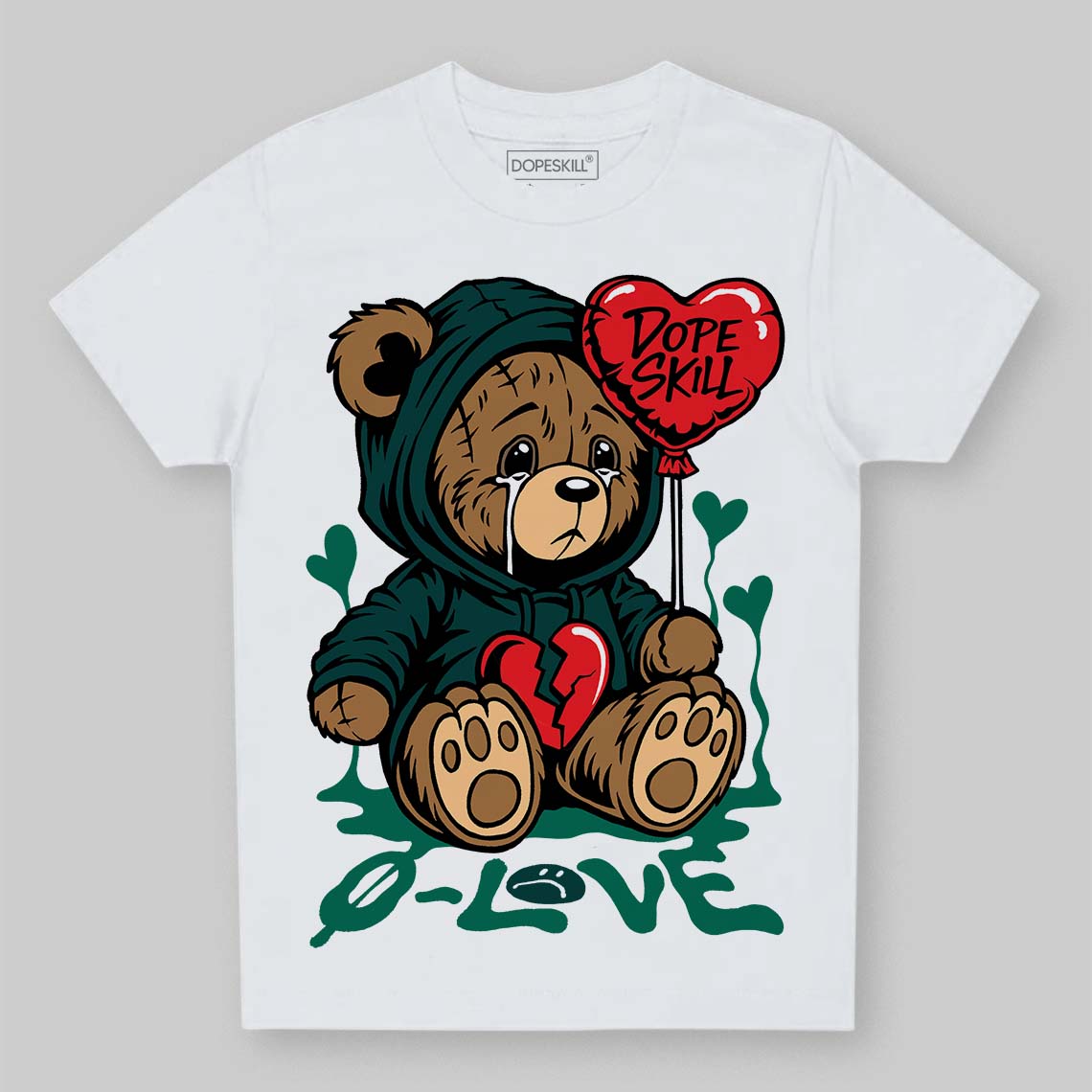 Oxidized Green 4s DopeSkill Toddler Kids T-shirt Broken Bear Graphic