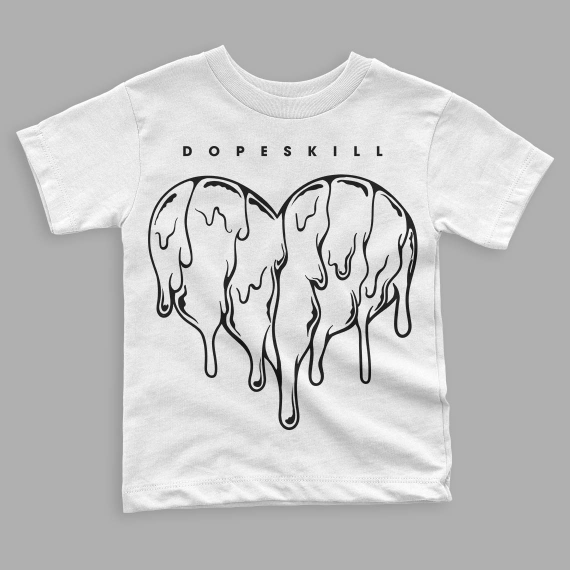 Panda White Black Dunk Low DopeSkill Toddler Kids T-shirt Slime Drip Heart Graphic