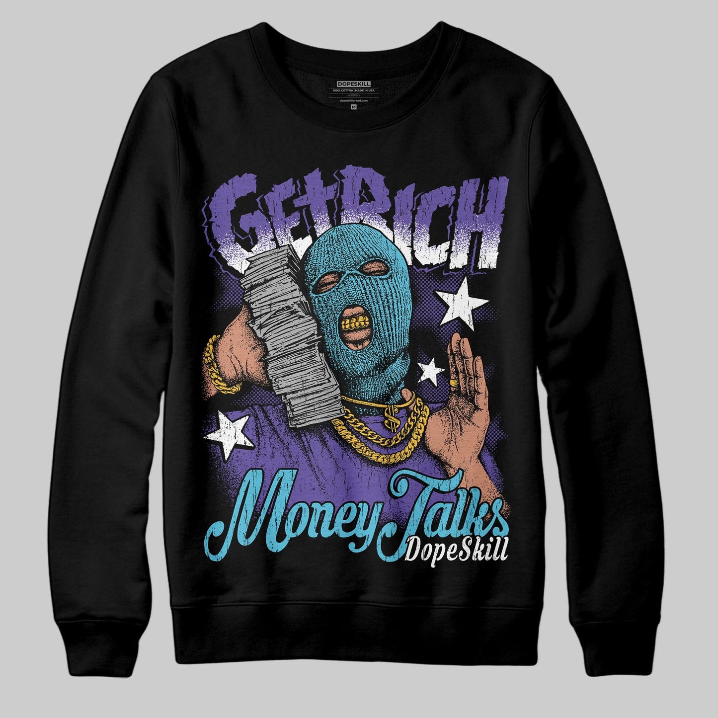 Aqua 8s DopeSkill Sweatshirt Get Rich Graphic
