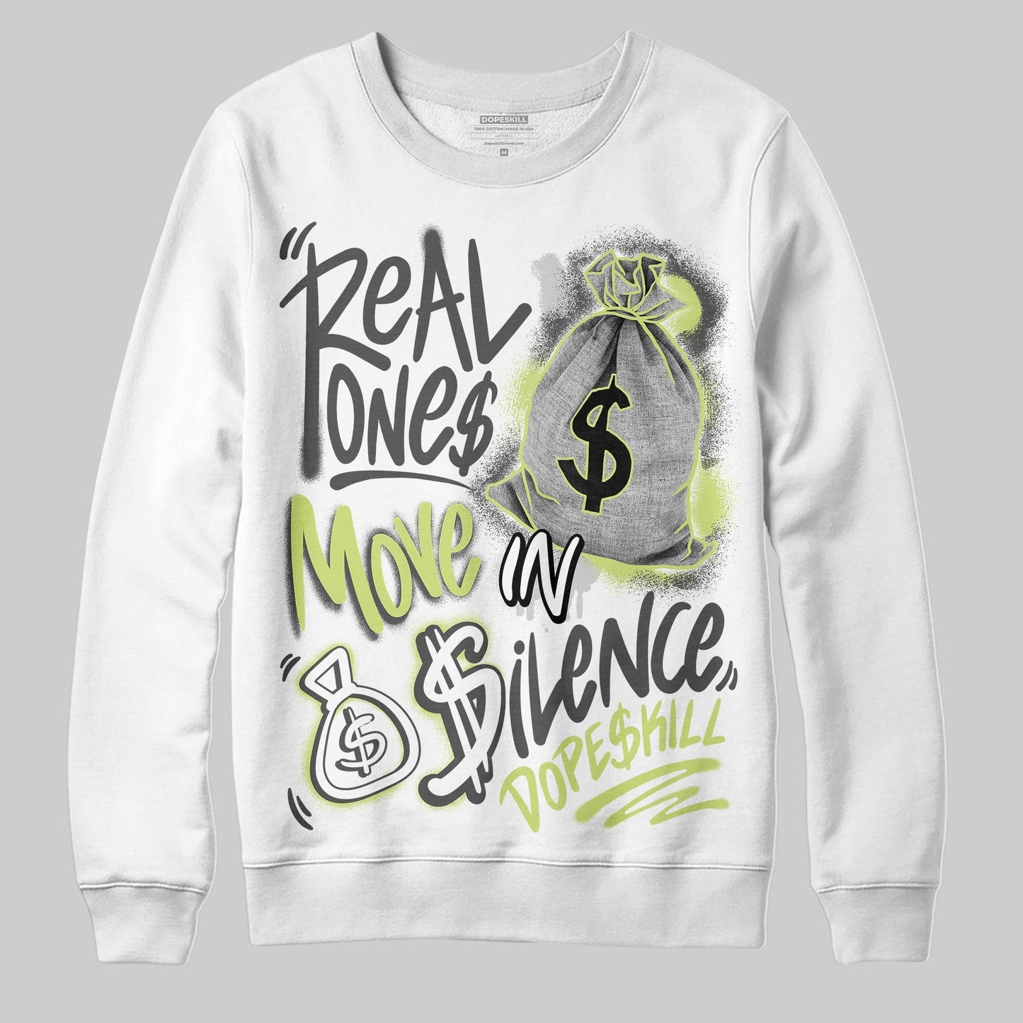 Light Lemon Twist 4s DopeSkill Sweatshirt Real Ones Move In Silence Graphic