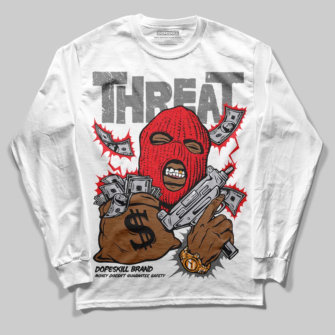Grey Collection DopeSkill Long Sleeve T-Shirt Under Threat Graphic