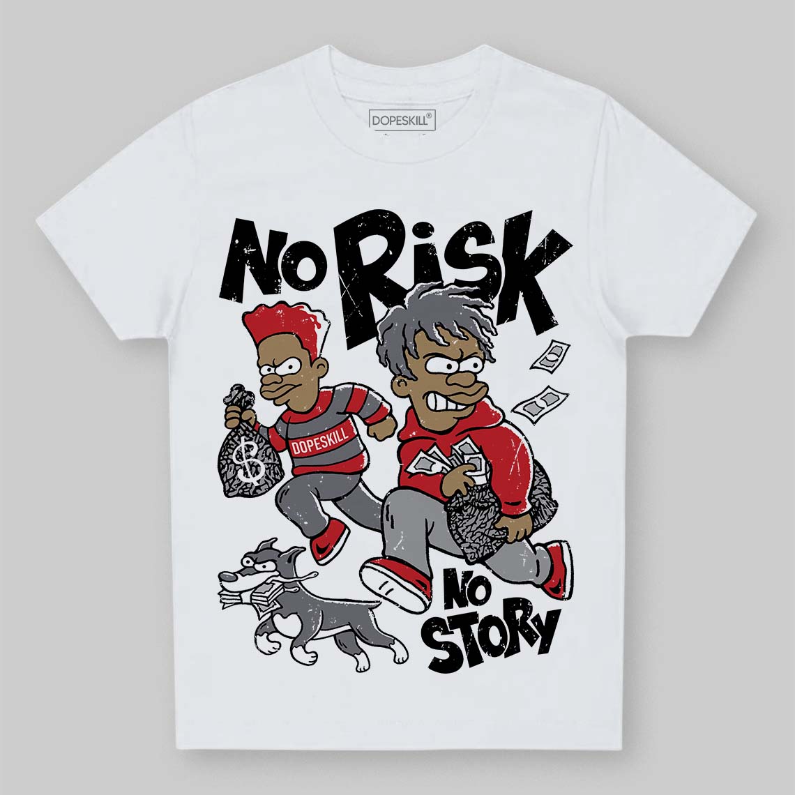 Cement Grey 3s DopeSkill Toddler Kids T-shirt No Risk No Story Graphic