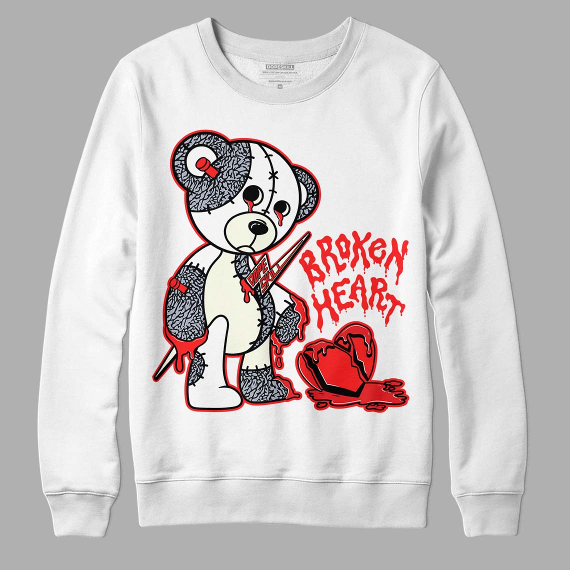 White Cement Reimagined 3s DopeSkill Sweatshirt Broken Heart Graphic