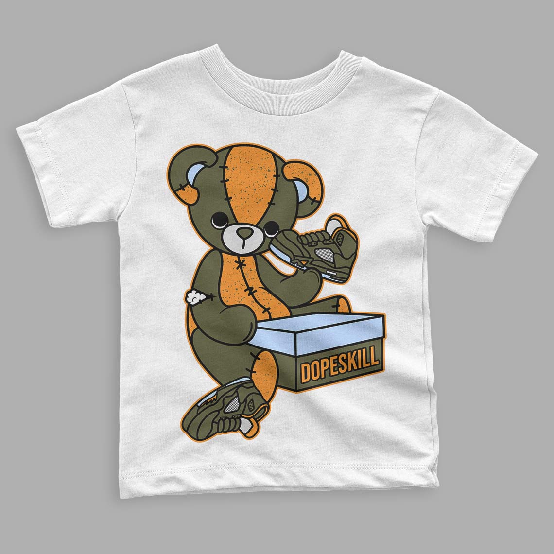 Olive 5s DopeSkill Toddler Kids T-shirt Sneakerhead BEAR Graphic