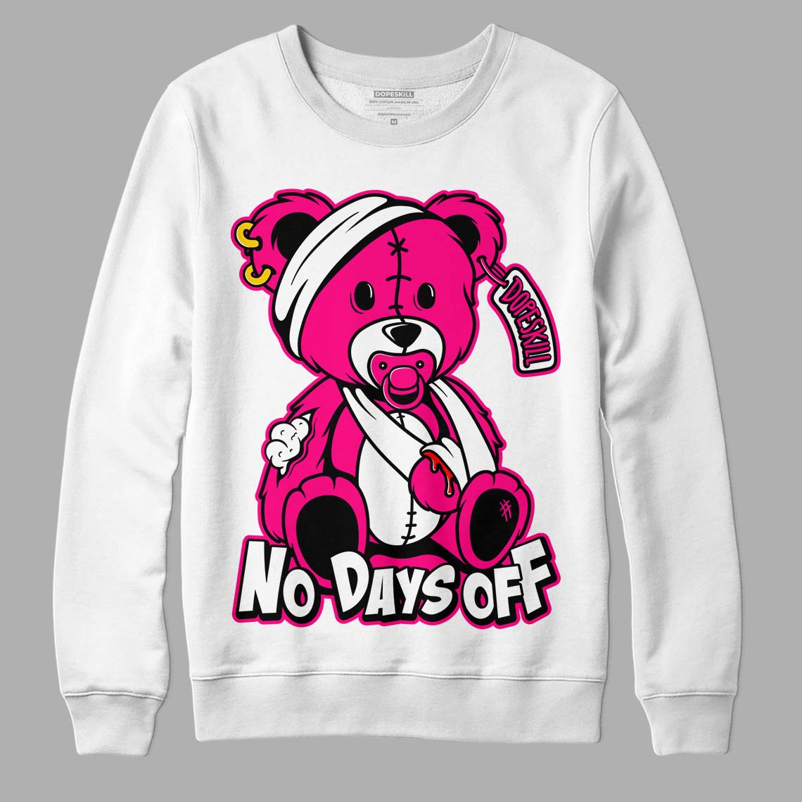 Fierce Pink 1s DopeSkill Sweatshirt Hurt Bear Graphic