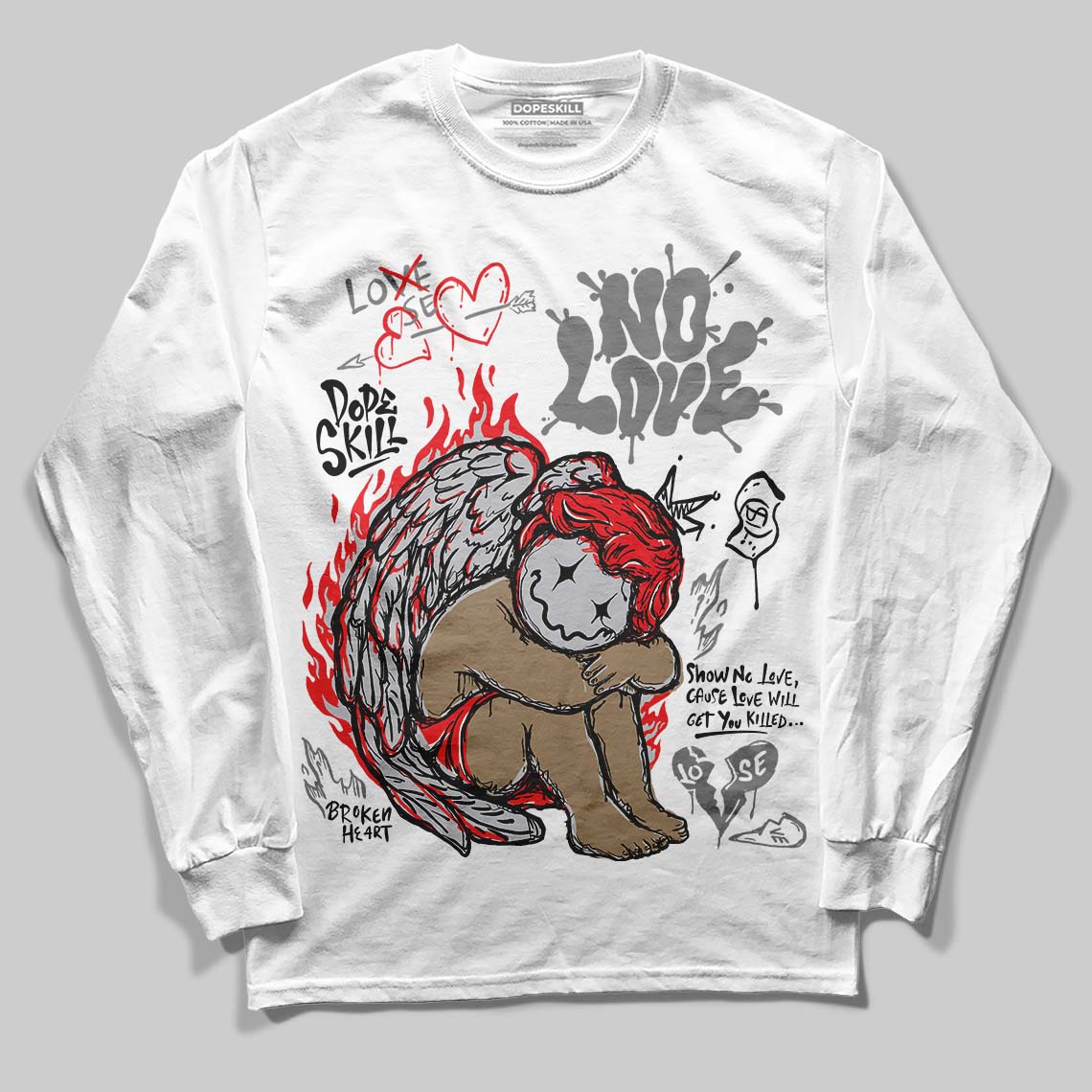 Grey Collection DopeSkill Long Sleeve T-Shirt No Love Graphic