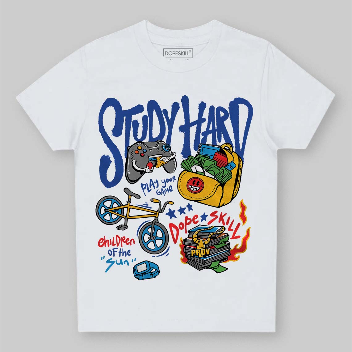 Royal Blue Collection DopeSkill Toddler Kids T-shirt Study Hard Graphic