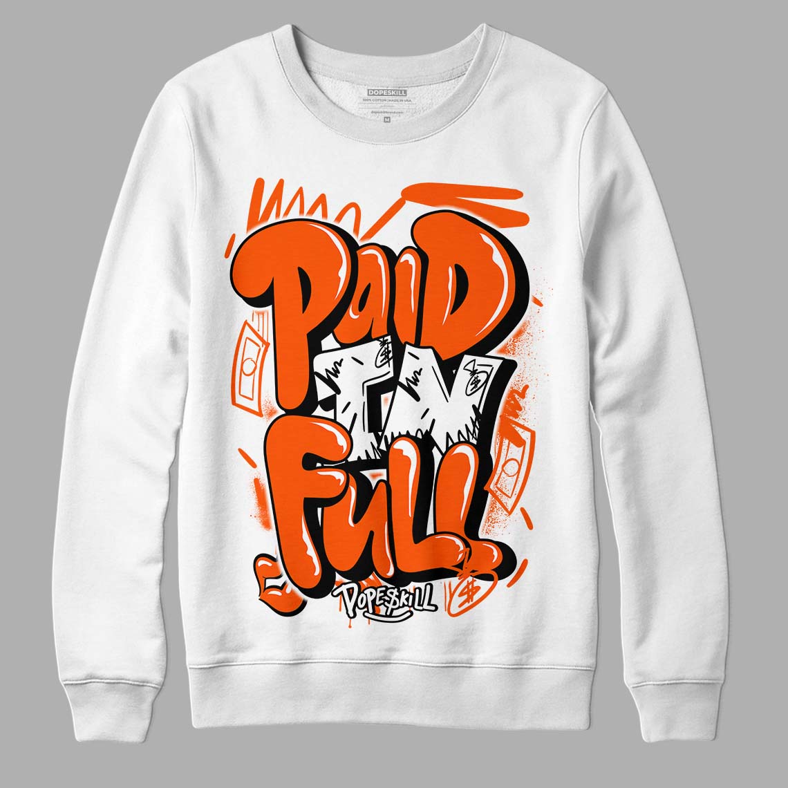 Orange Milk DopeSkill Sweatshirt New Paid In Full Graphic