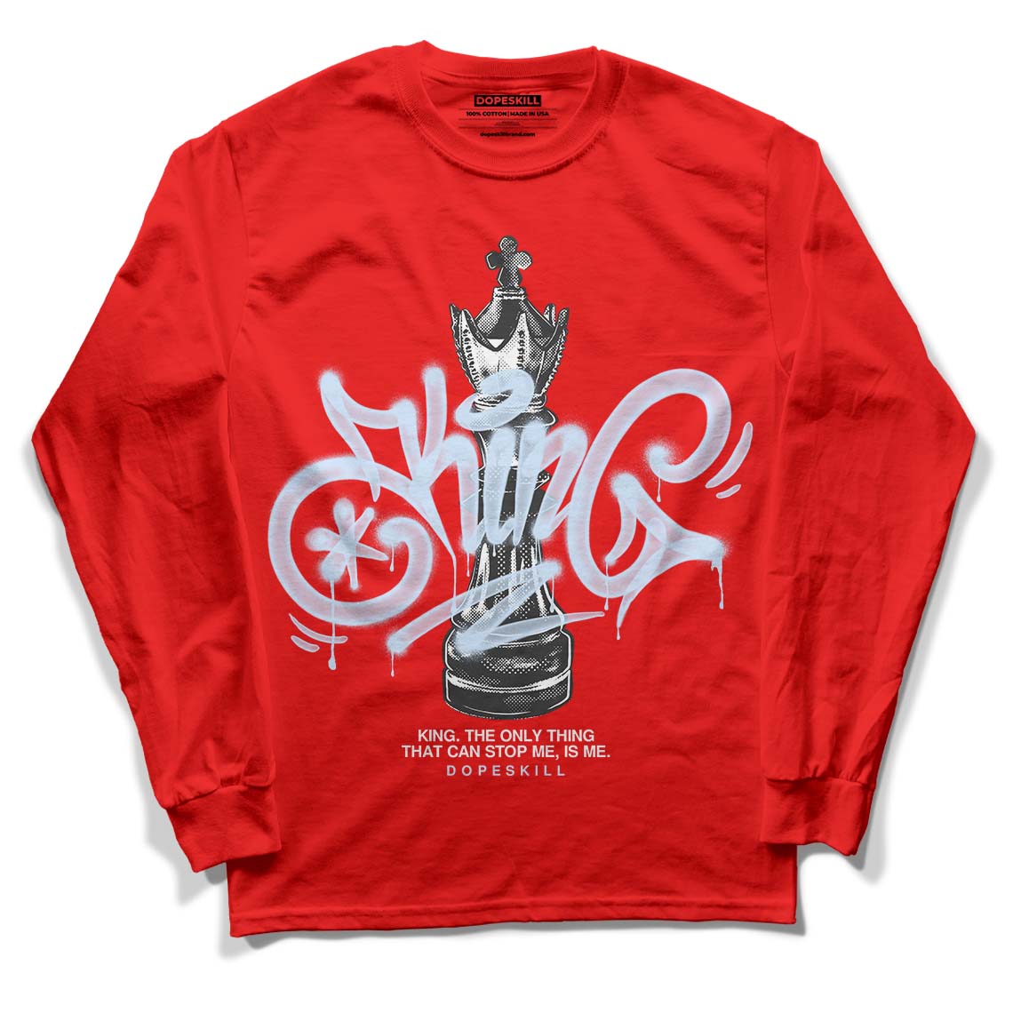 Cherry 11s DopeSkill Varsity Red Long Sleeve T-Shirt King Chess Graphic