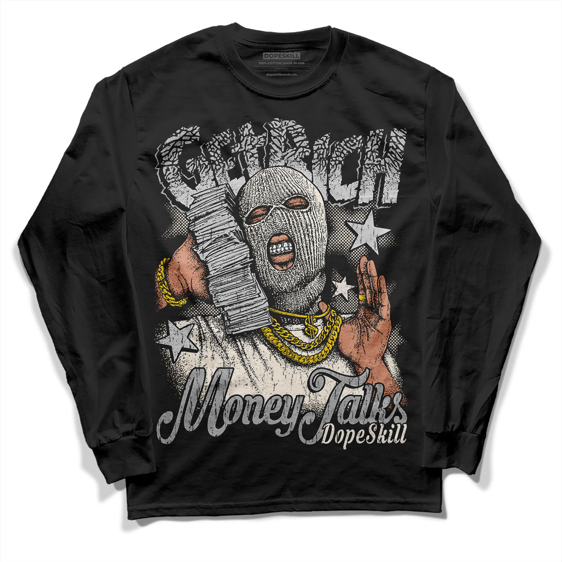 Off Noir 3s DopeSkill Long Sleeve T-Shirt Get Rich Graphic