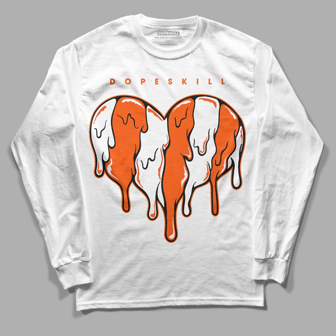 Orange Milk DopeSkill Long Sleeve T-Shirt Slime Drip Heart Graphic
