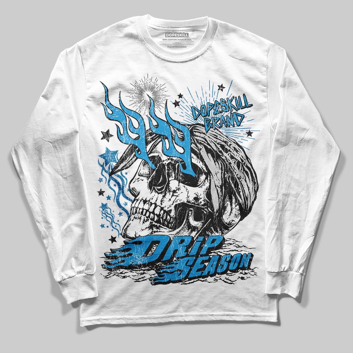 Military Blue 4s DopeSkill Long Sleeve T-Shirt Drip Season Graphic