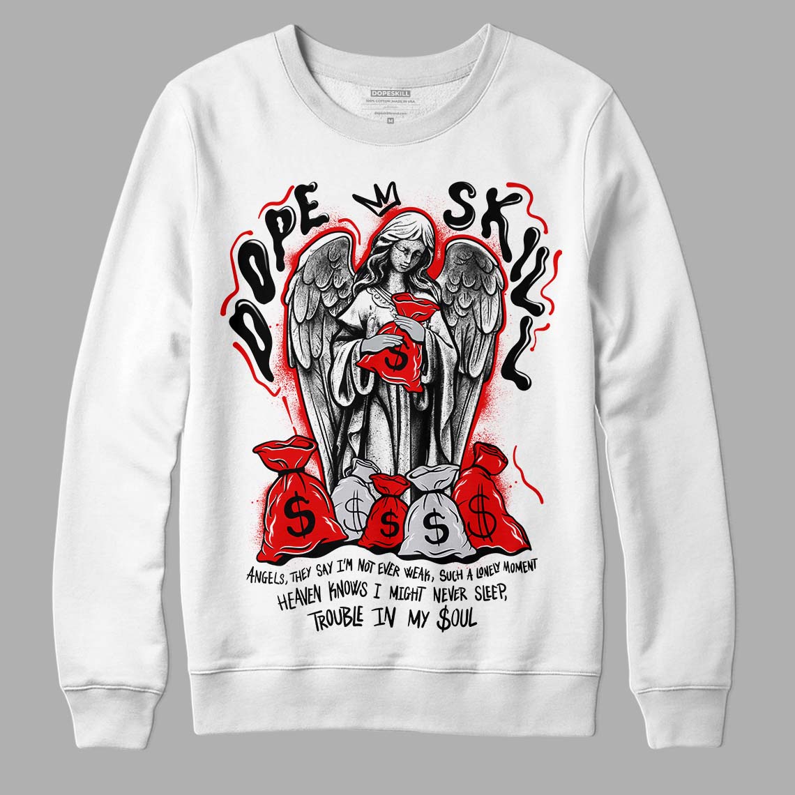 Red Cement 4S DopeSkill Sweatshirt Angels Graphic