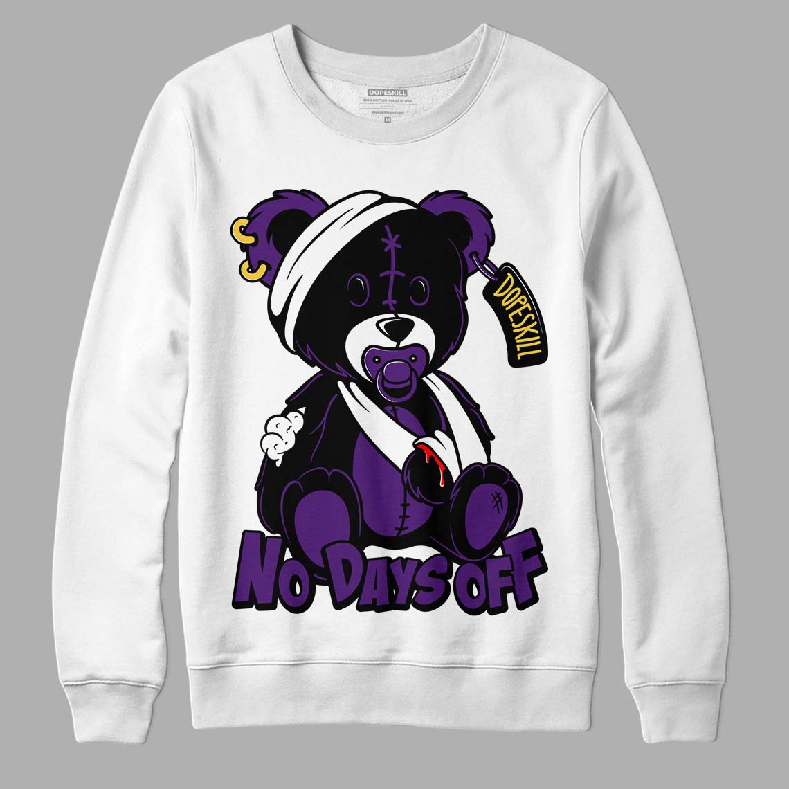 Field Purple 12s DopeSkill Sweatshirt Hurt Bear Graphic