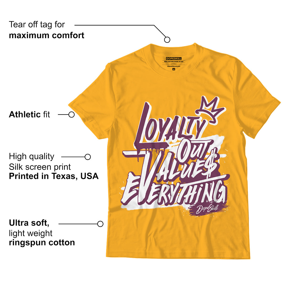 AJ 1 Retro High OG Brotherhood DopeSkill University Gold T-shirt LOVE Graphic