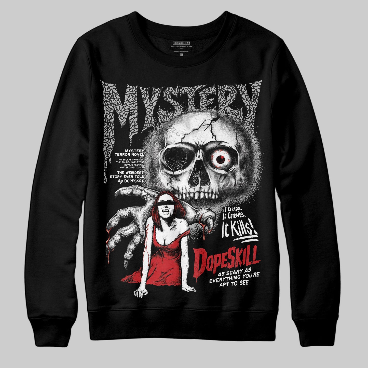 Black Cement 3s DopeSkill Sweatshirt Mystery Ghostly Grasp Graphic