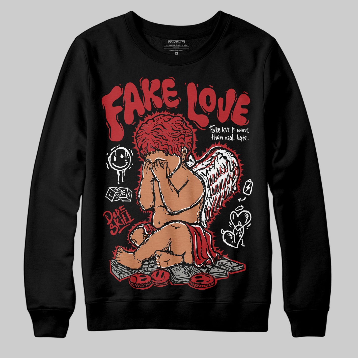 Flu Game 12s DopeSkill Sweatshirt False Love Graphic