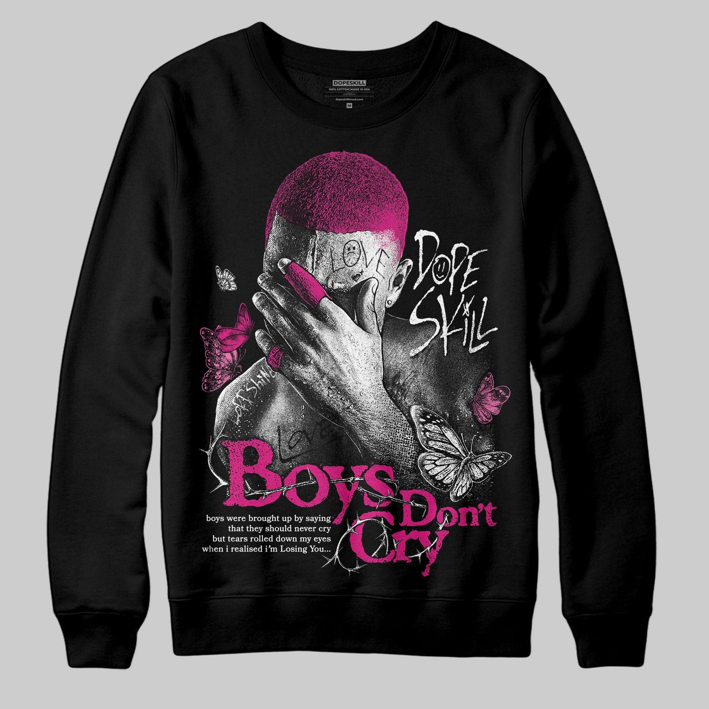 Rick RO Pink Leather Sneakers DopeSkill Sweatshirt Boys Don't Cry Graphic
