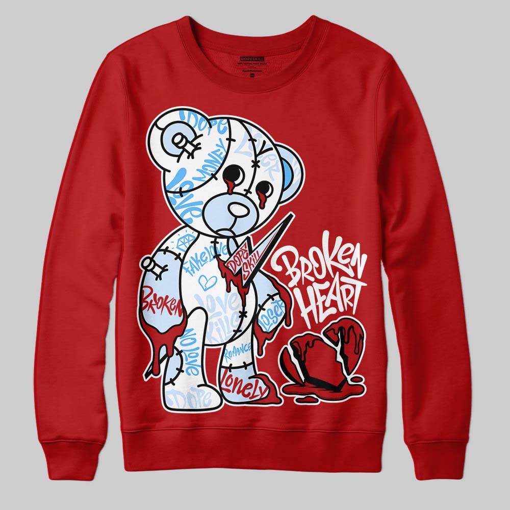 Cherry 11s DopeSkill Varsity Red Sweatshirt Broken Heart Graphic