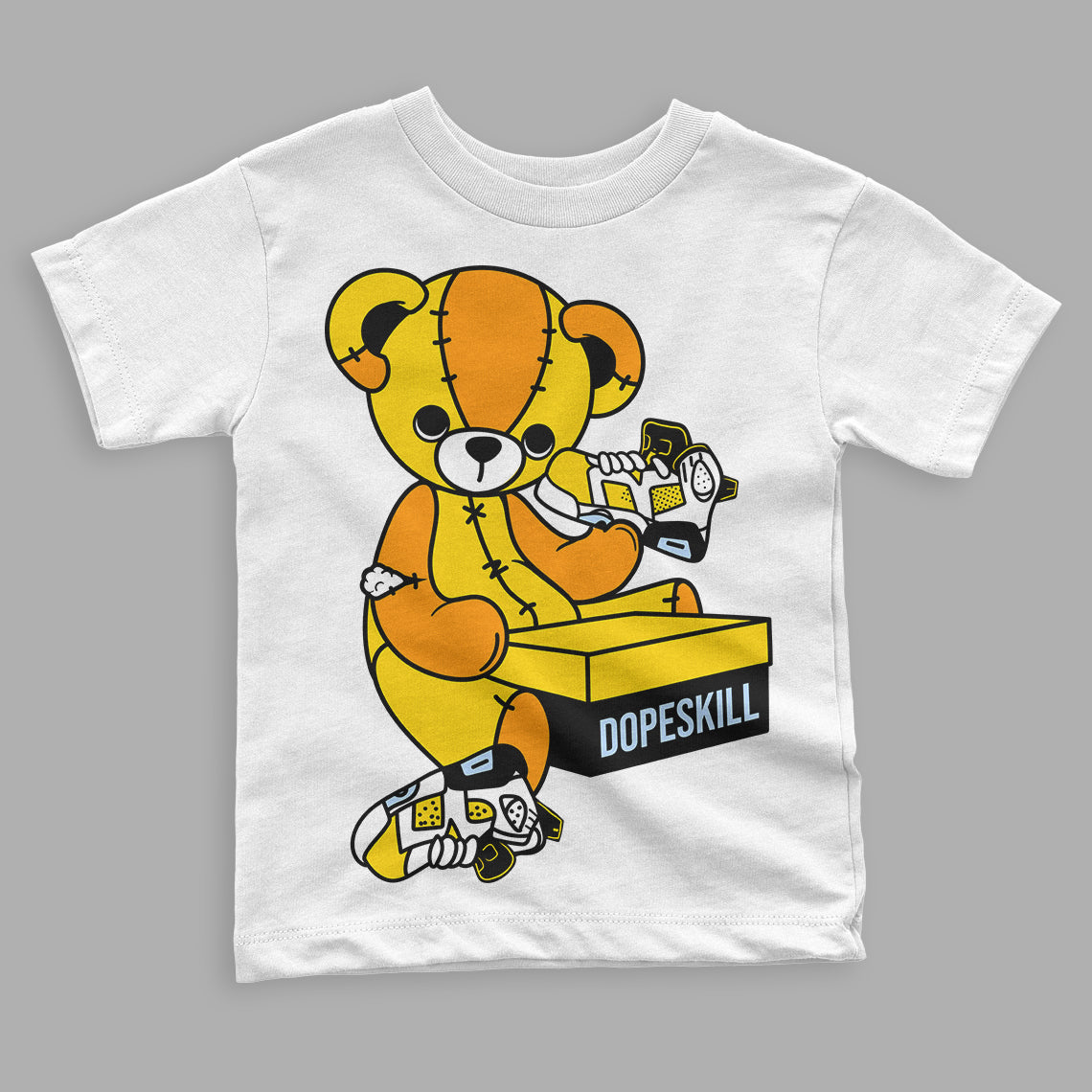 Yellow Ochre 6s DopeSkill Toddler Kids T-shirt Sneakerhead BEAR Graphic