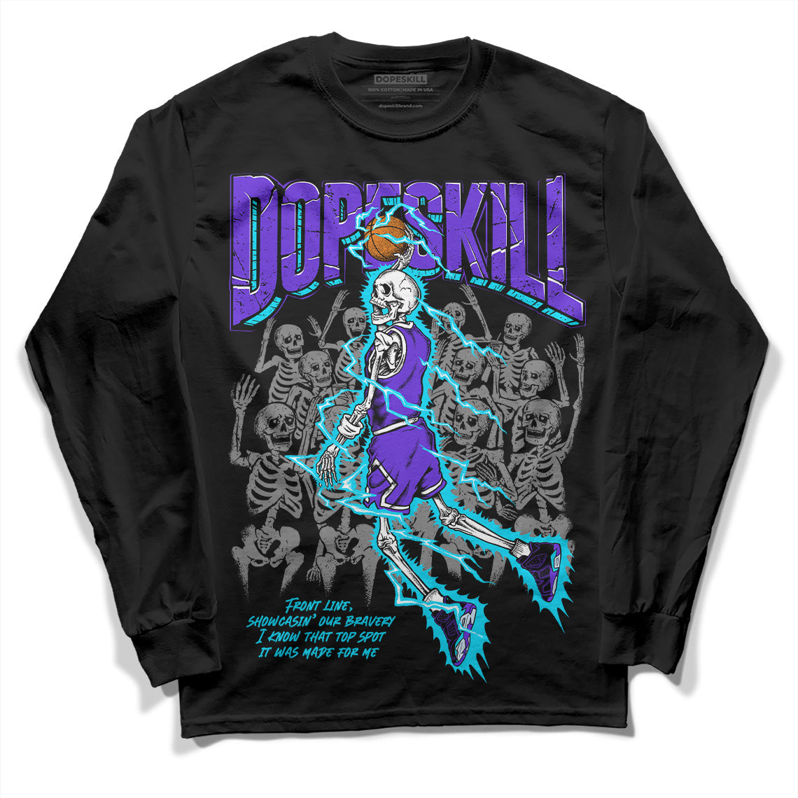 Aqua 6s DopeSkill Long Sleeve T-Shirt Thunder Dunk Graphic
