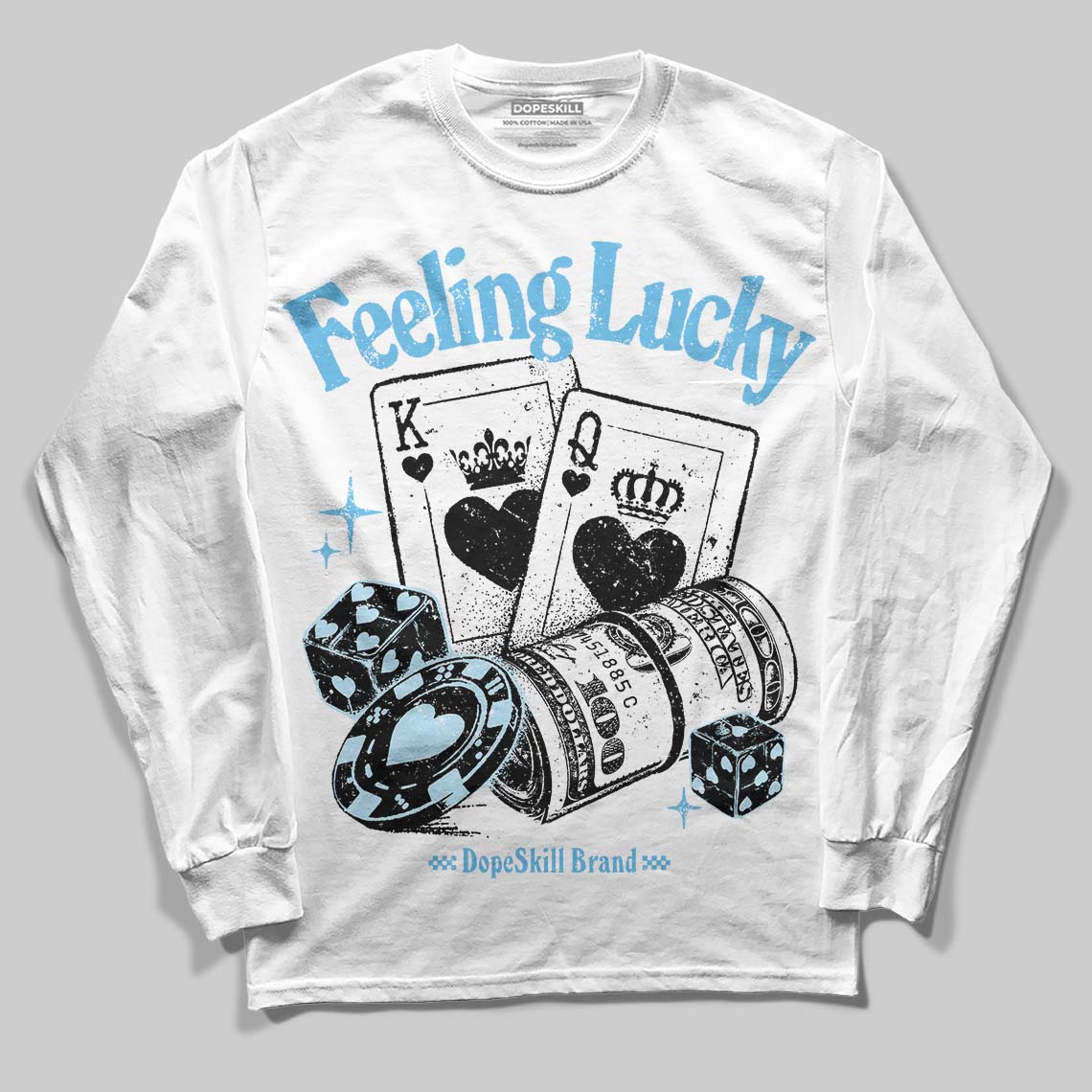 Legend Blue 11s DopeSkill Long Sleeve T-Shirt Feeling Lucky Graphic