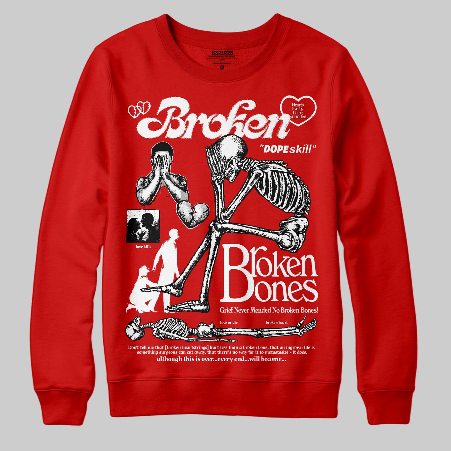 Bred Velvet 11s DopeSkill Red Sweatshirt Broken Bones Graphic