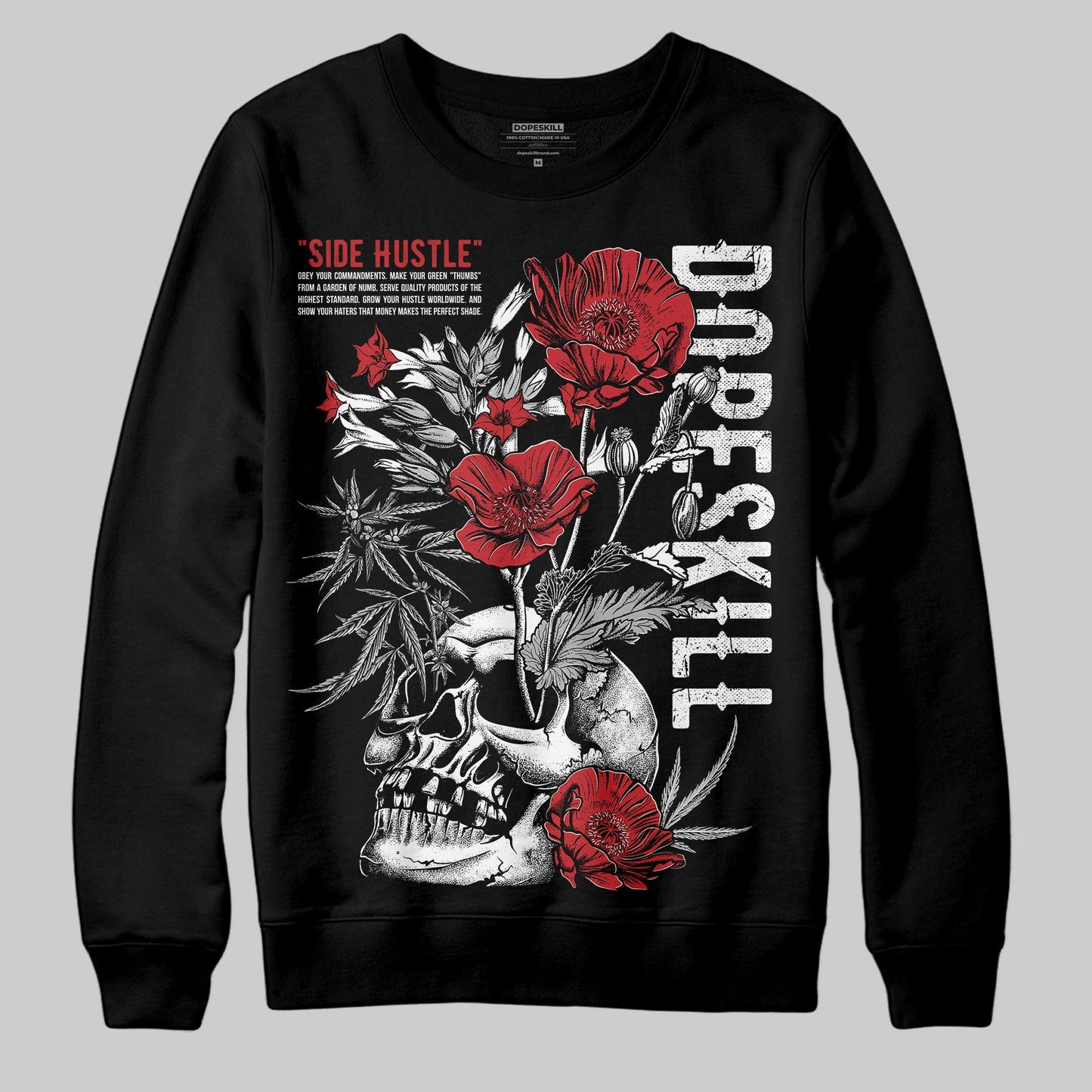 Bred 11s DopeSkill Sweatshirt Side Hustle Graphic