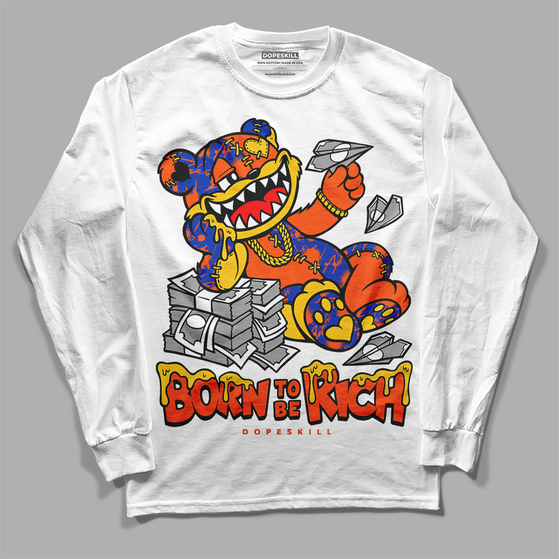Dunk Futura Orange Blaze DopeSkill Long Sleeve T-Shirt Born To Be Rich Graphic