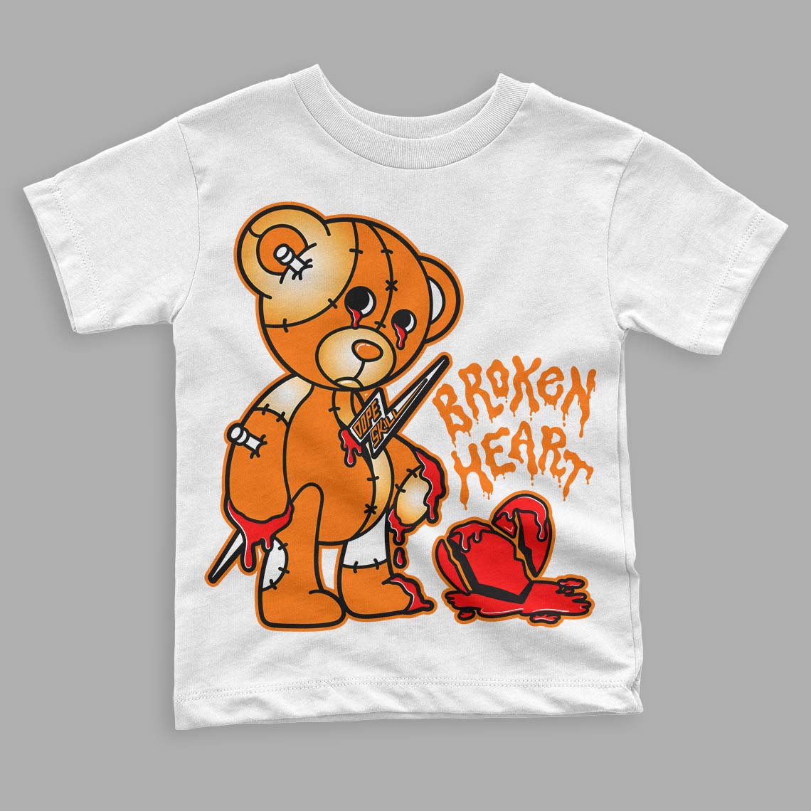 Dunk Low Magma Orange DopeSkill Toddler Kids T-shirt Broken Heart Graphic