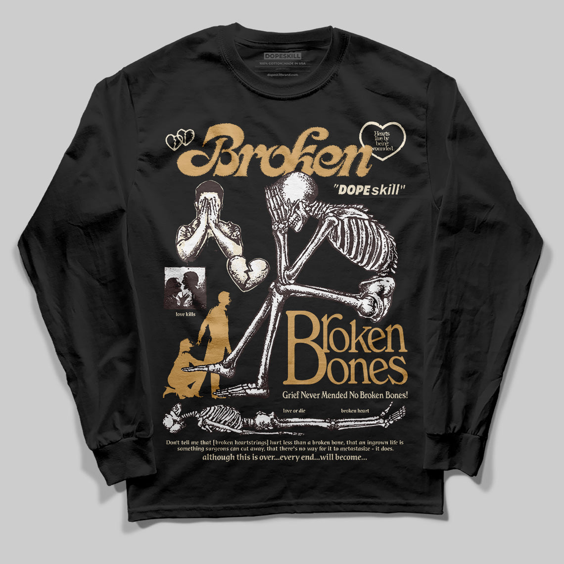Earth 5s DopeSkill Long Sleeve T-Shirt Broken Bones Graphic