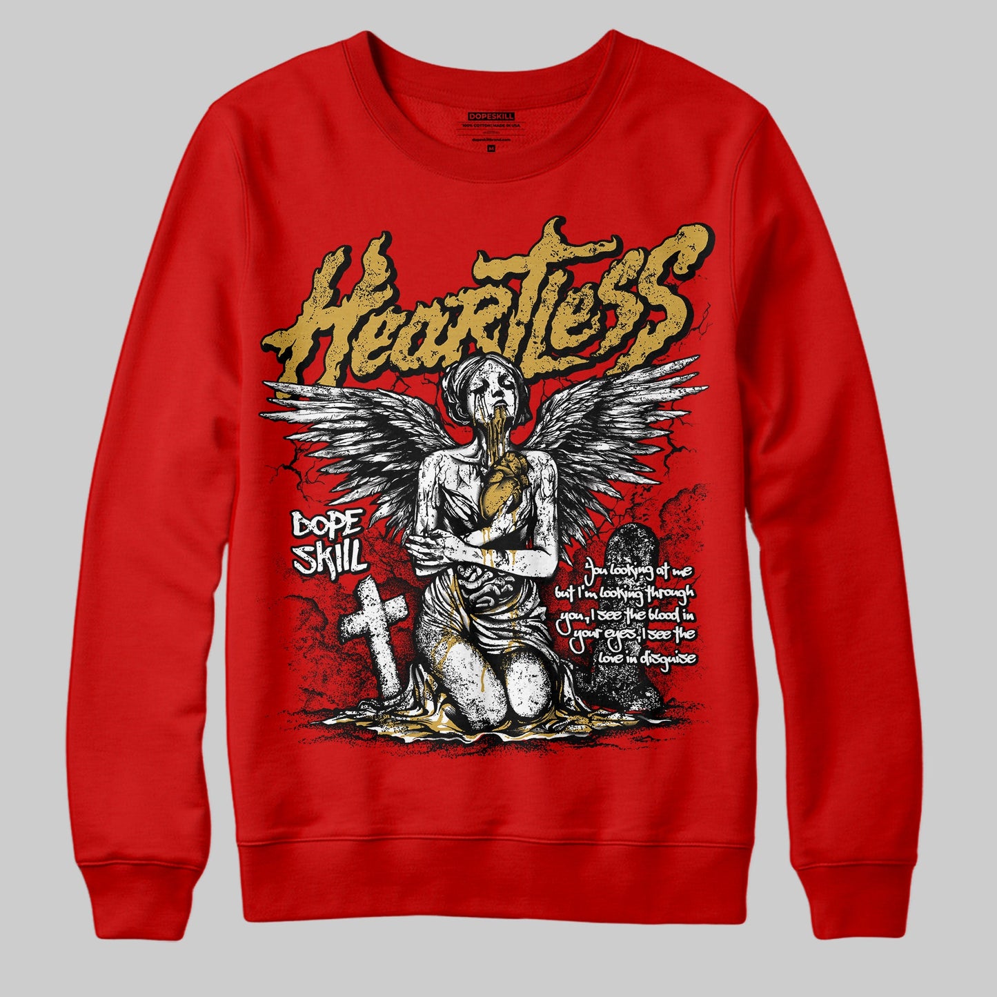 Red Collection DopeSkill Red Sweatshirt Heartless Graphic