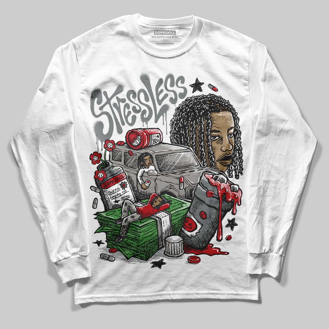 Cool Grey 9s DopeSkill Long Sleeve T-Shirt Stressless Graphic