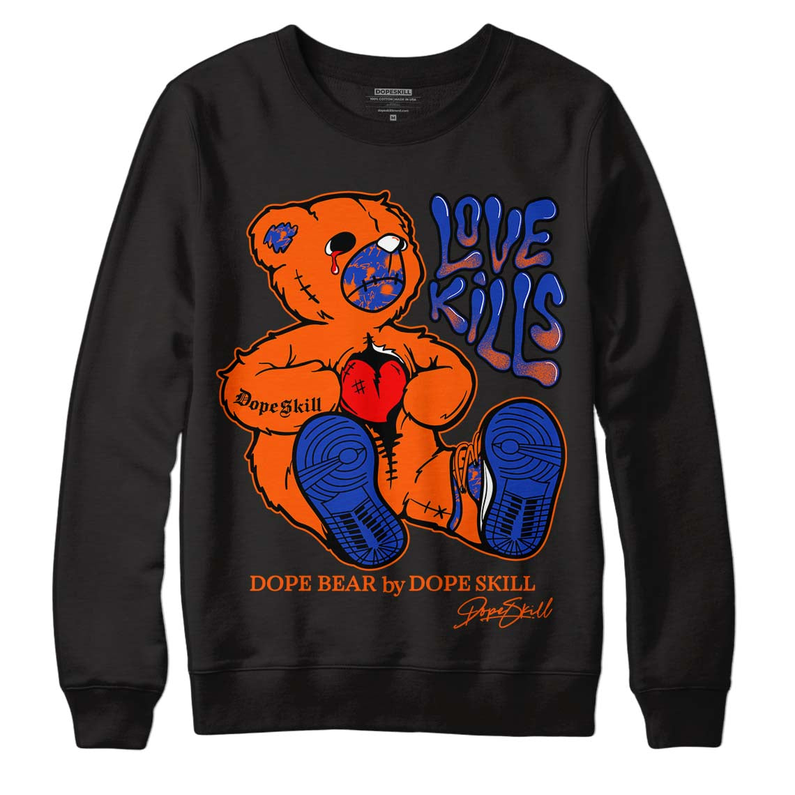 Dunk Low Futura Orange Blaze DopeSkill Sweatshirt Love Kills Graphic