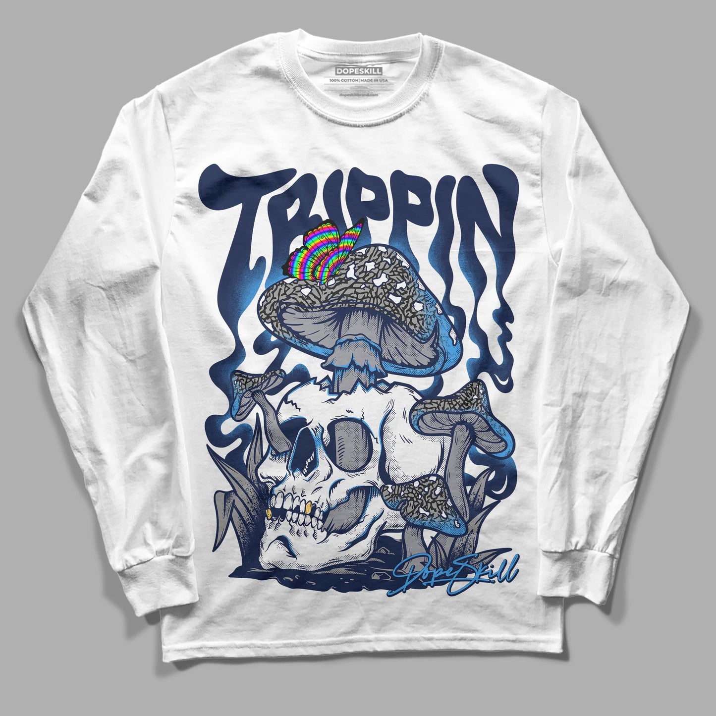 Midnight Navy 3s DopeSkill Long Sleeve T-Shirt Trippin Graphic