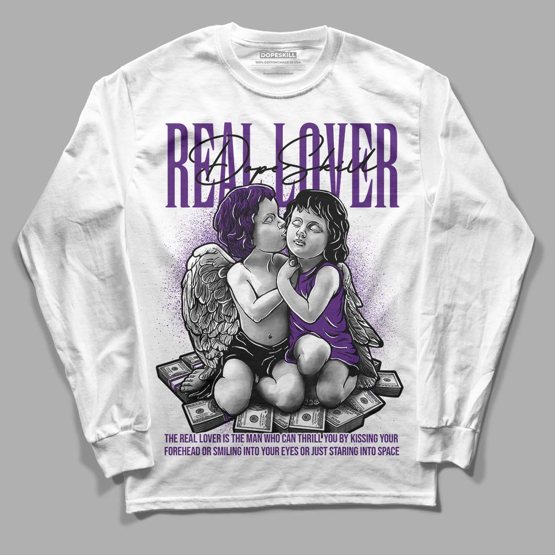 Field Purple 12s DopeSkill Long Sleeve T-Shirt Real Lover Graphic