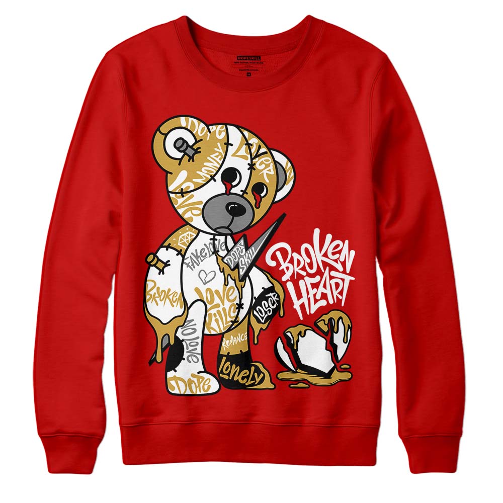 Red Collection DopeSkill Red Sweatshirt Broken Heart Graphic