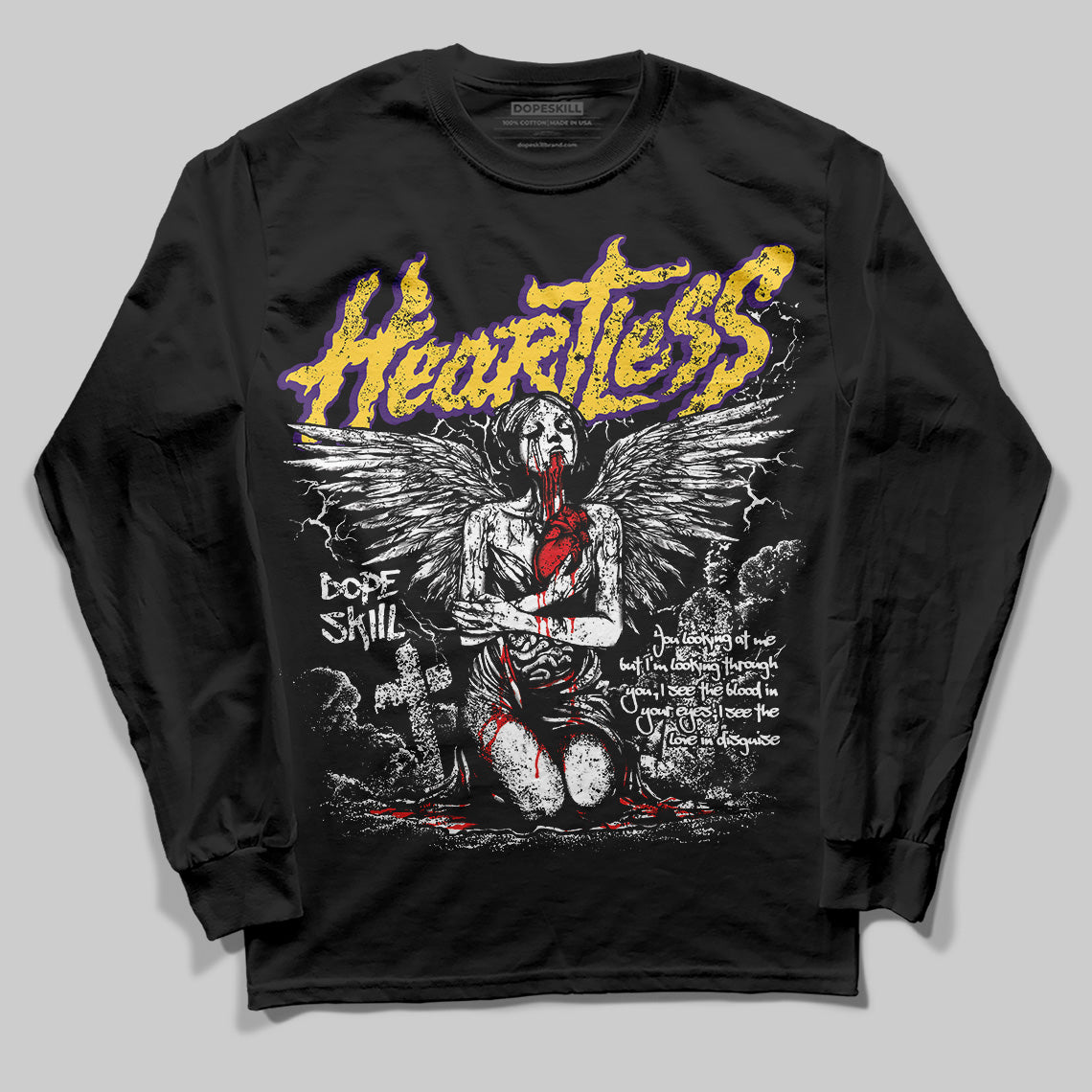Field Purple 12s DopeSkill Long Sleeve T-Shirt Heartless Graphic