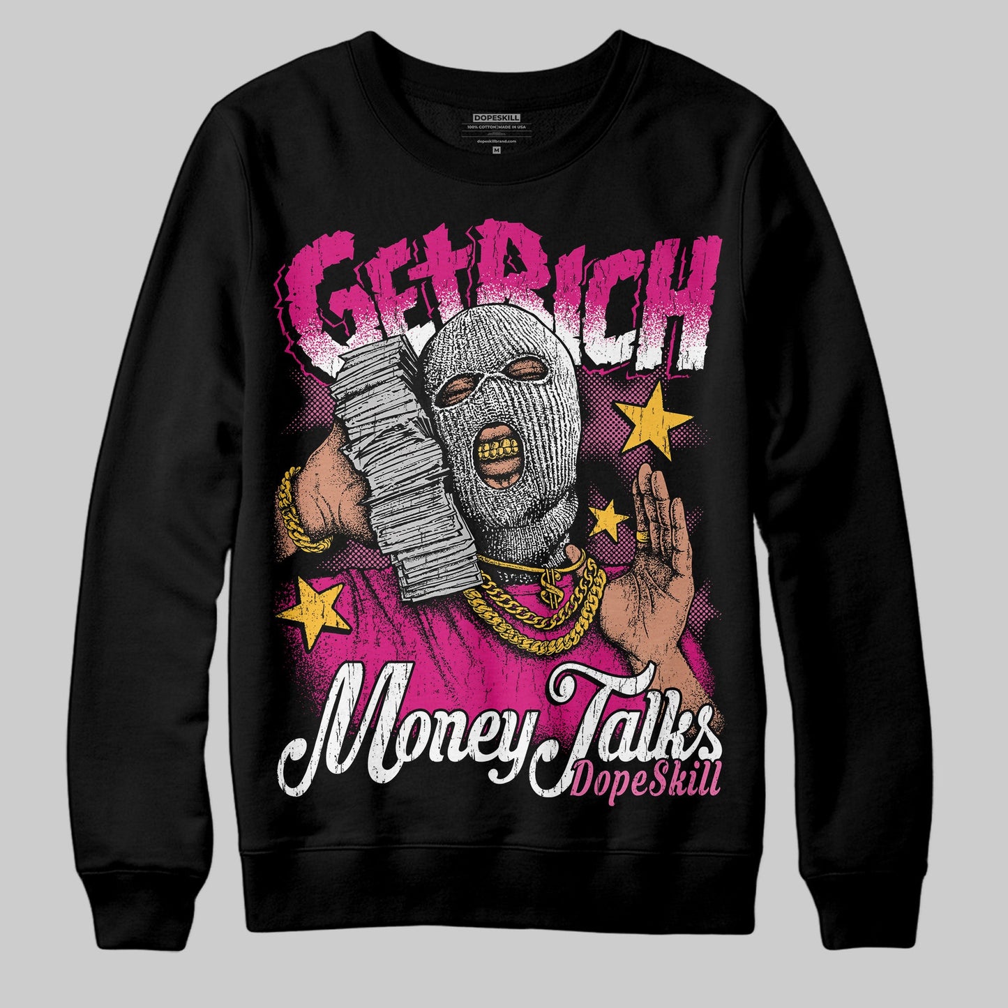 Rick RO Pink Leather Sneakers DopeSkill Sweatshirt Get Rich Graphic