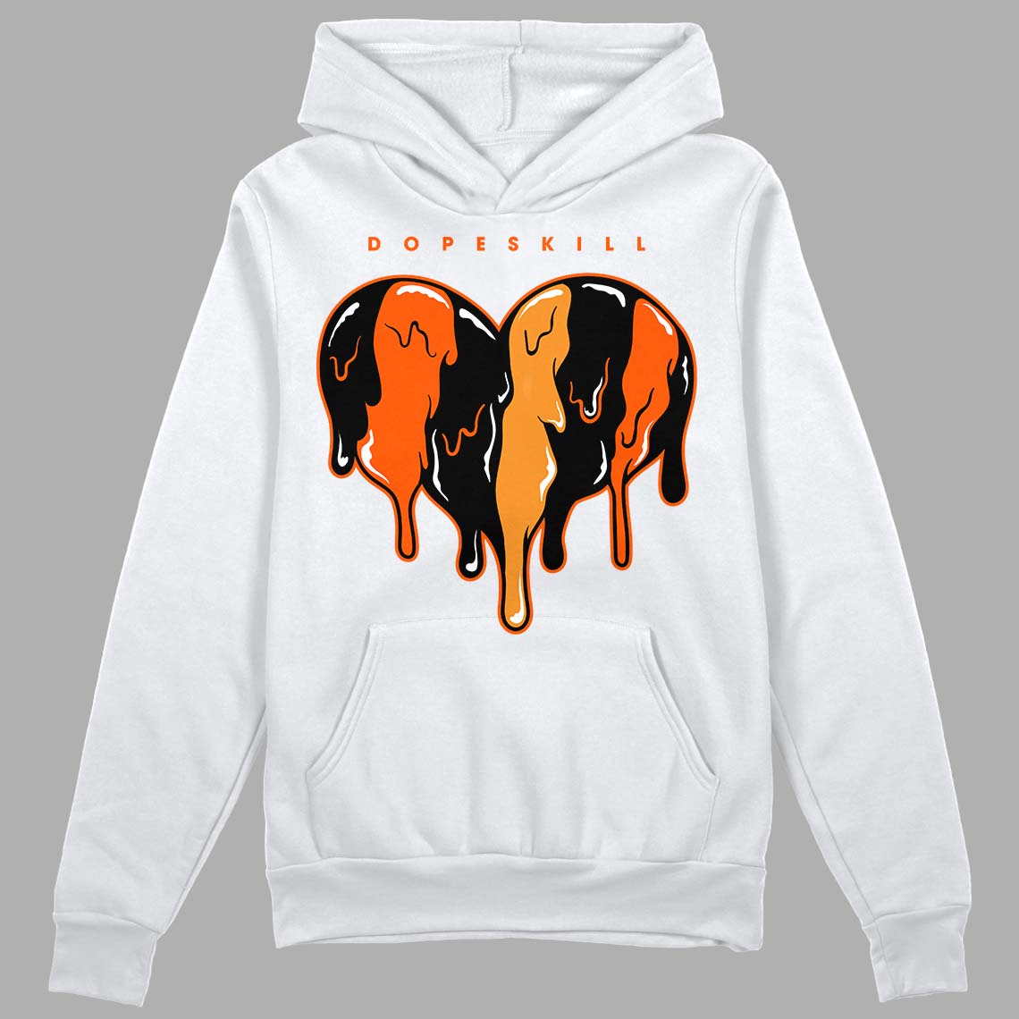 Brilliant Orange 12s DopeSkill Hoodie Sweatshirt Slime Drip Heart Graphic