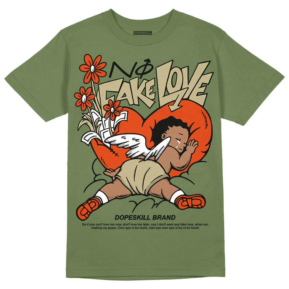 Olive Collection DopeSkill Olive T-shirt No Fake Love Graphic