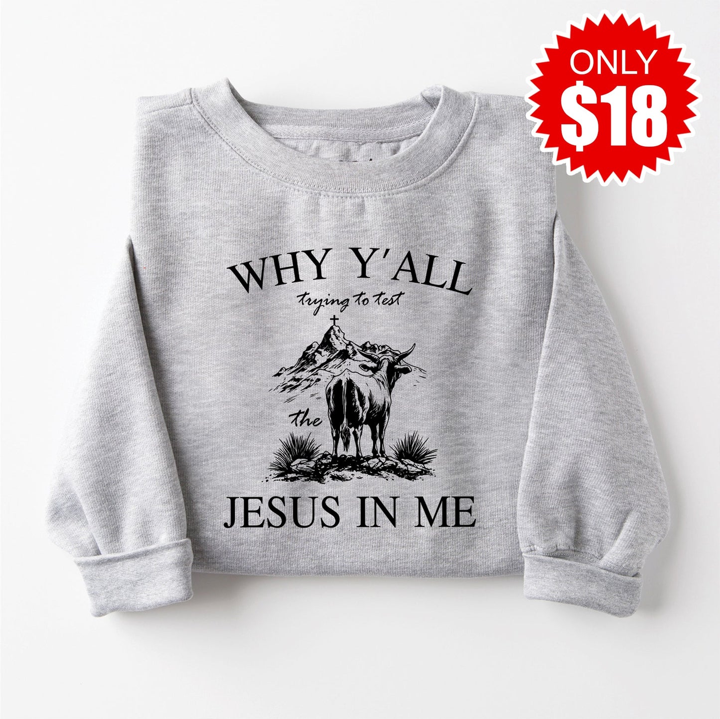 Jesus In Me Sweatshirt - Heather Grey - 18