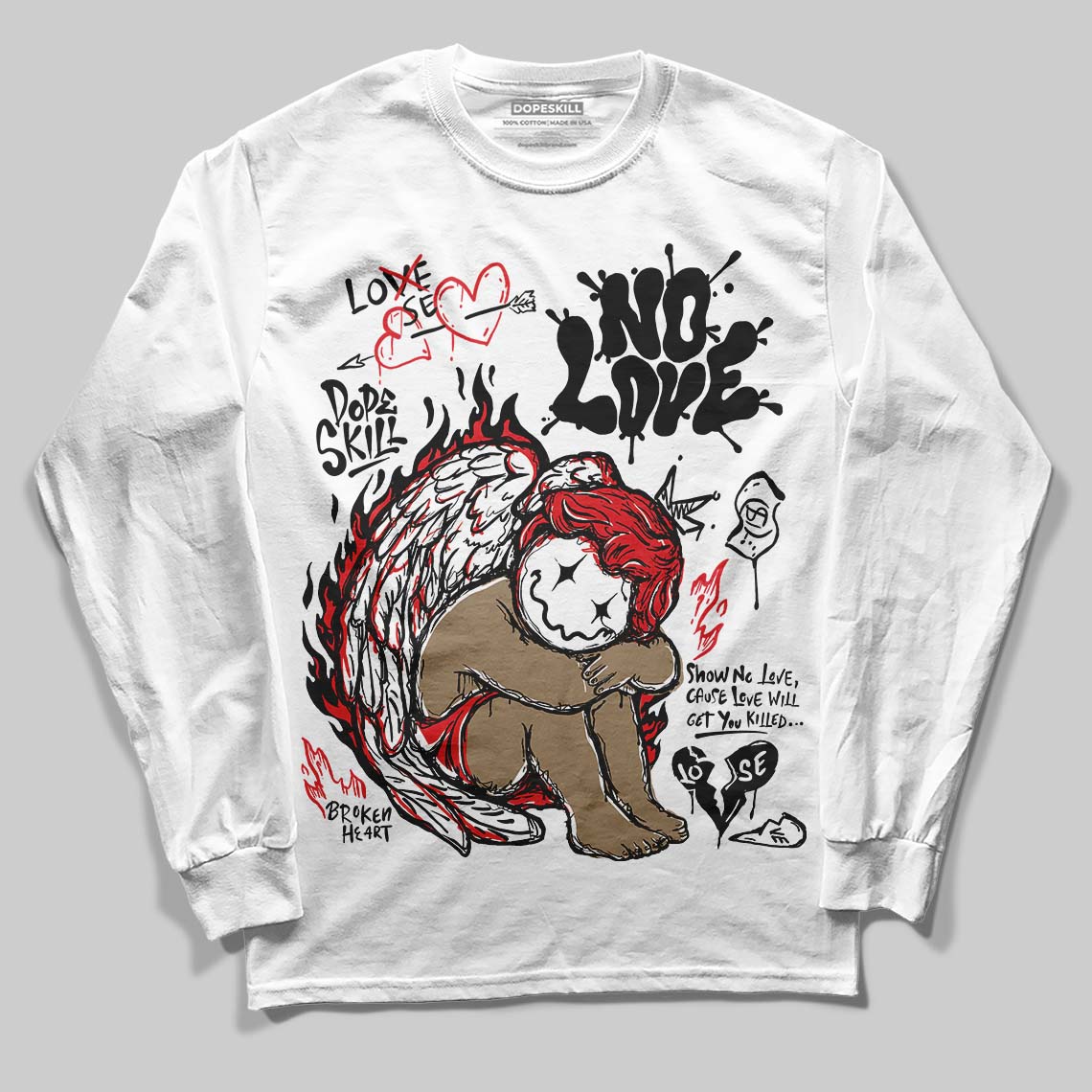 Dunk Panda White Black DopeSkill Long Sleeve T-Shirt No Love Graphic