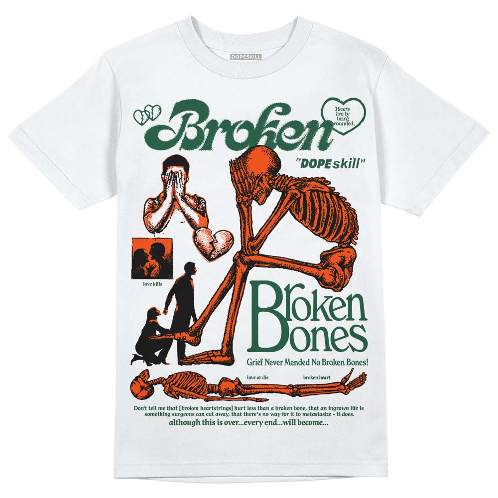 Dunk Team Dark Green Orange DopeSkill T-Shirt Broken Bones Graphic